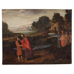 17th Century Oil on Canvas Spanish Painting The Healing of the Blind Man, 1670