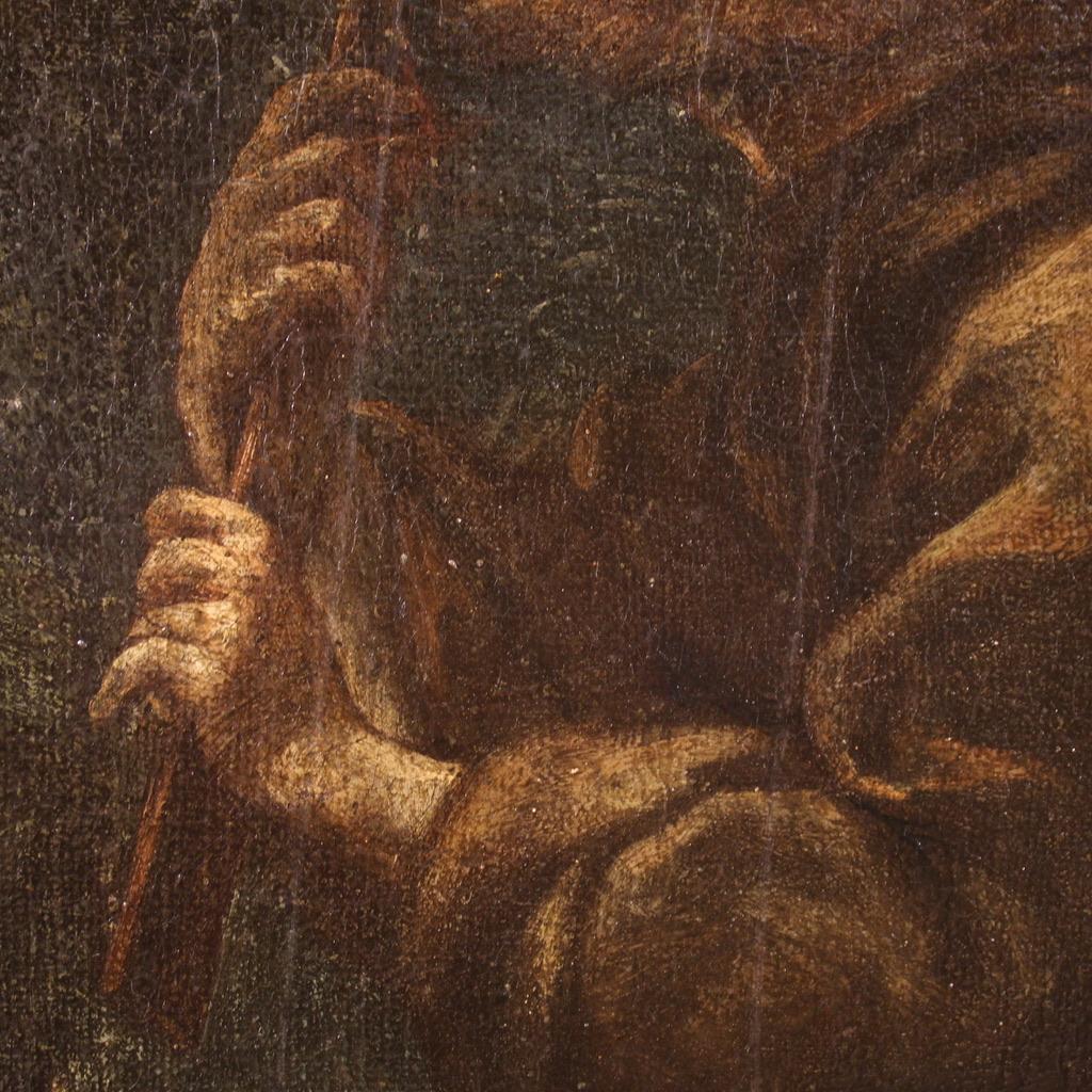 17th Century Oil on Canvas Spanish Religious Painting Saint Francis, 1680 en Bueno estado para la venta en Vicoforte, Piedmont