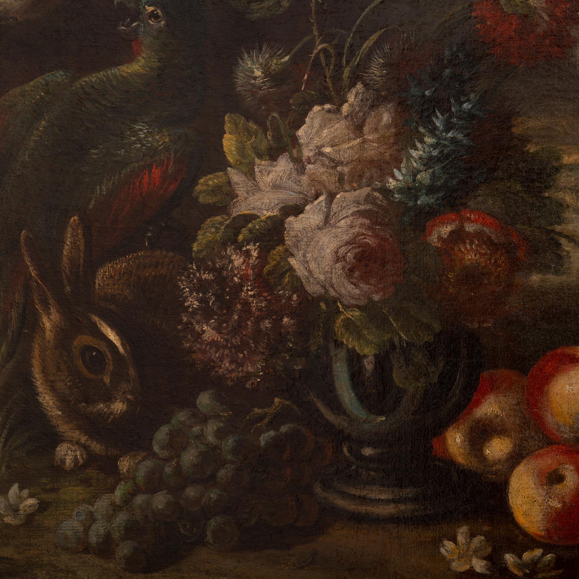 Unknown 17th Century Oil on Canvas Still Life Painting, in a 19th Century Giltwood Fram For Sale