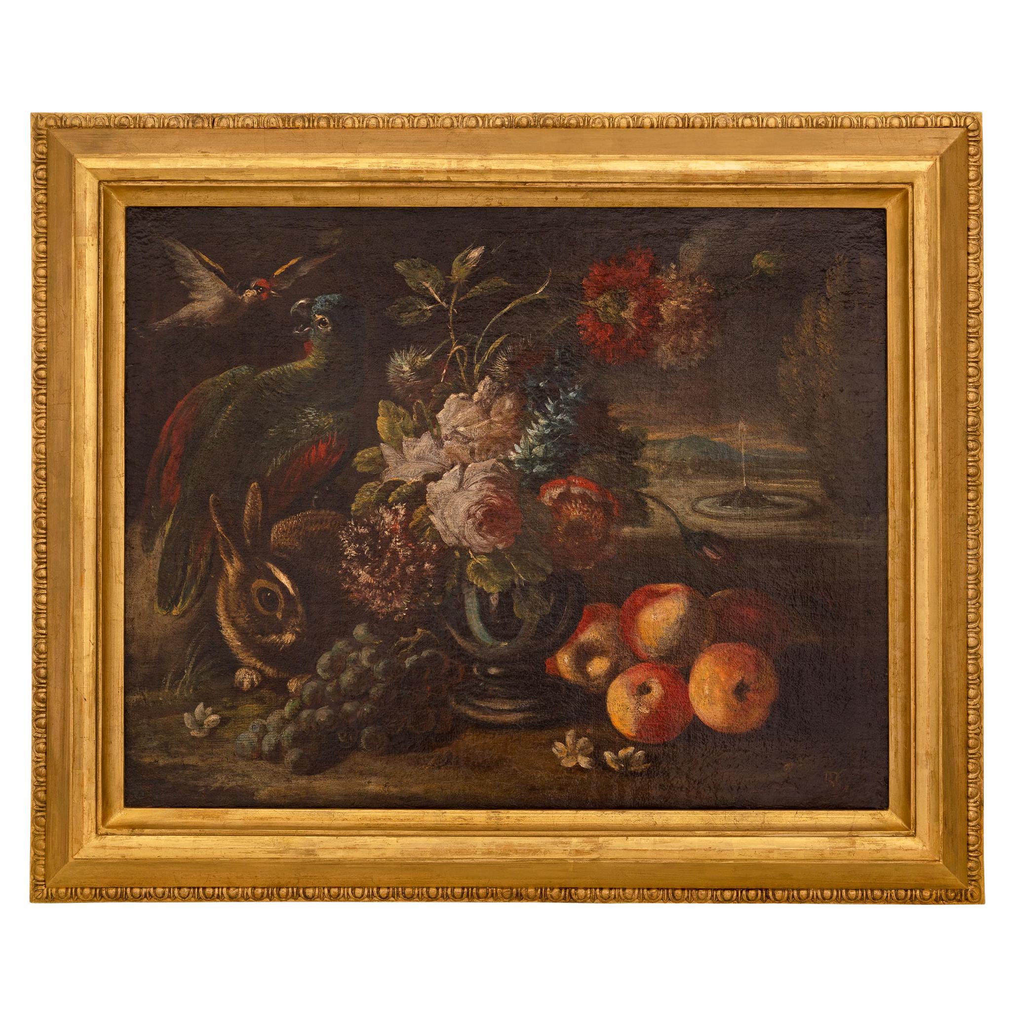 17th Century Oil on Canvas Still Life Painting, in a 19th Century Giltwood Fram