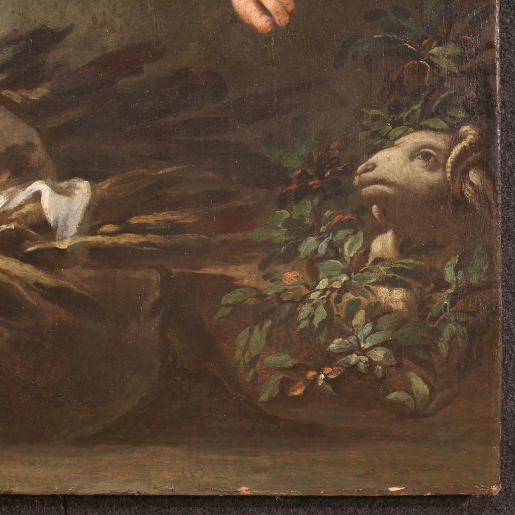 17th Century Oil on Canvas Venetian Antique Painting The Sacrifice of Isaac 1670 For Sale 1