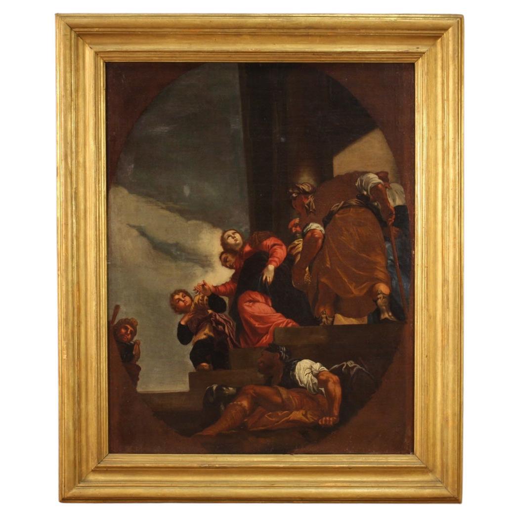 Huile sur toile vénitienne du 17ème siècle La réputation de Vasti en vente