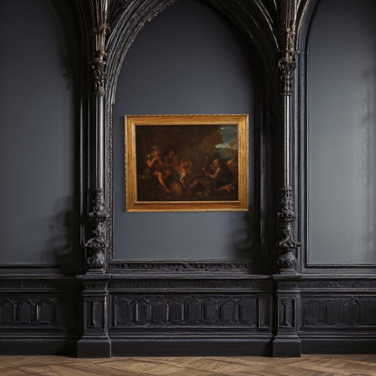 17. Jahrhundert Öl auf Leinwand Landschaft im venezianischen Stil mit Figuren Gemälde im Angebot 7