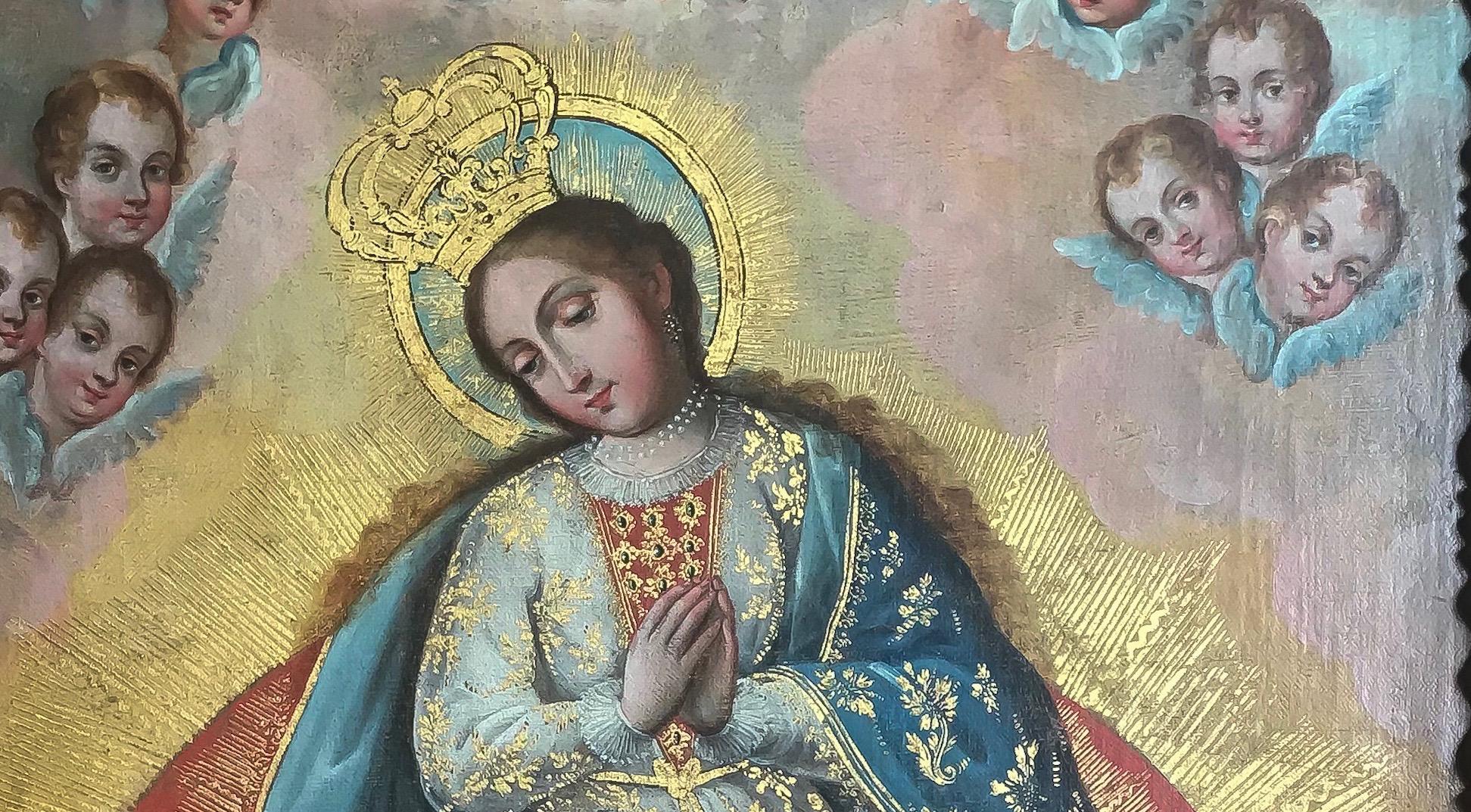 Patron of the Archdiocese of Tulancingo, Hidalgo, Our Lady of the Angels is a Marian advocation of Spanish origin that arrived in America from the beginning of the Viceroyalty period
The Virgin Mary, who seems to be pregnant, puts her feet on