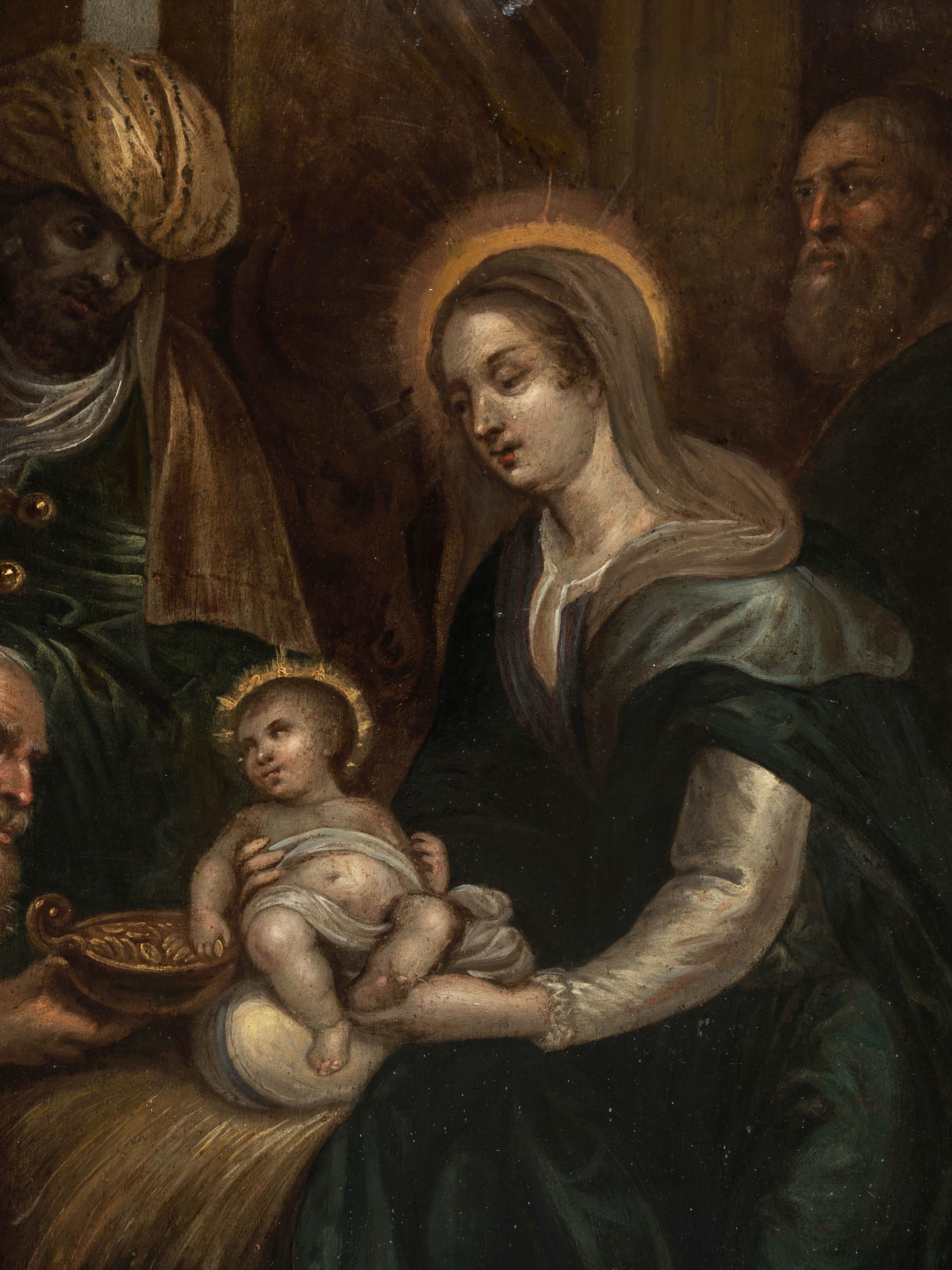 17th-Century Oil on Copper – Adoration of the Magi 3