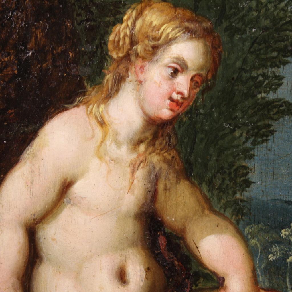 Siglo XVII Óleo sobre Cobre Pintura Flamenca Antigua Escena Mitológica, 1630 en venta 8
