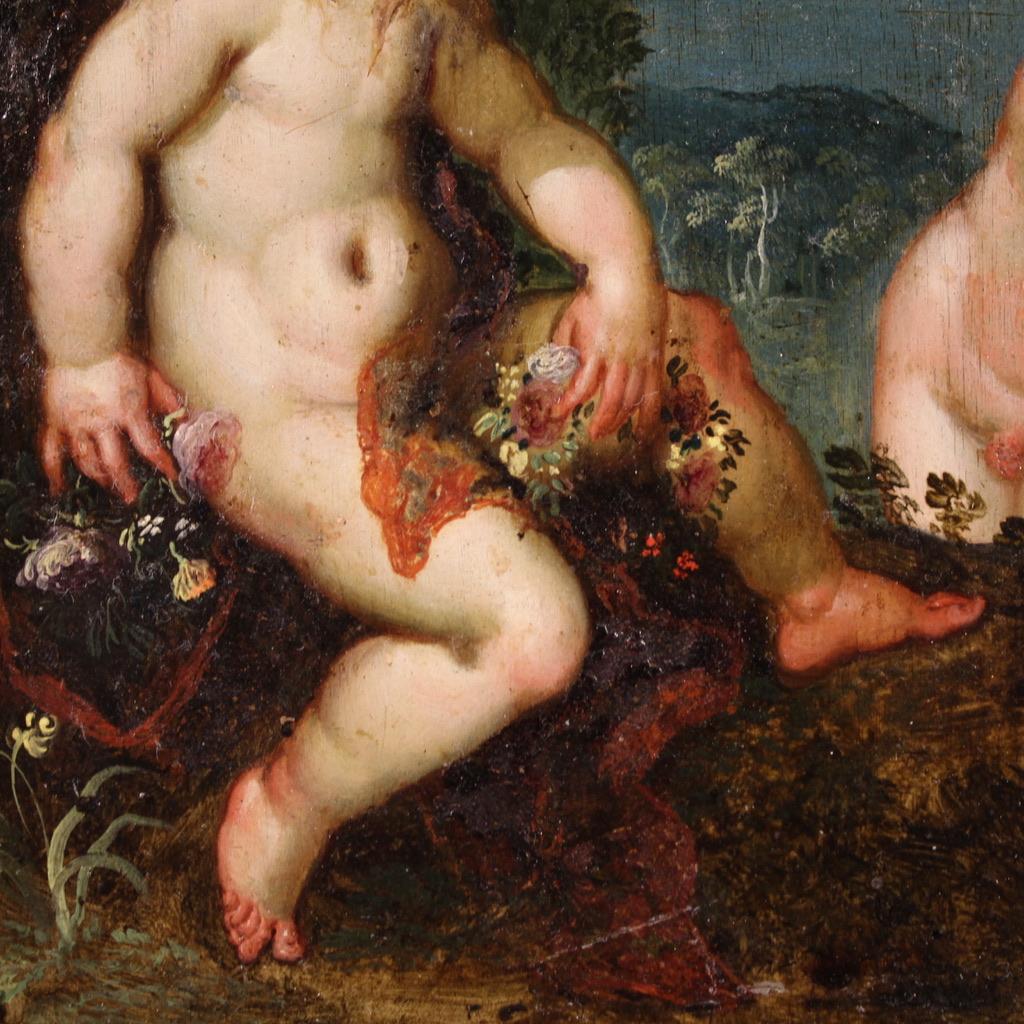 Siglo XVII Óleo sobre Cobre Pintura Flamenca Antigua Escena Mitológica, 1630 Aceitado en venta