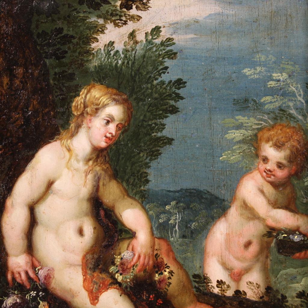 Siglo XVII Óleo sobre Cobre Pintura Flamenca Antigua Escena Mitológica, 1630 mediados del siglo XVII en venta