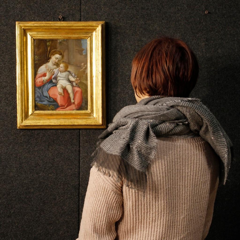 17th Century Oil on Copper Italian Painting Madonna of the Basket, 1670 9