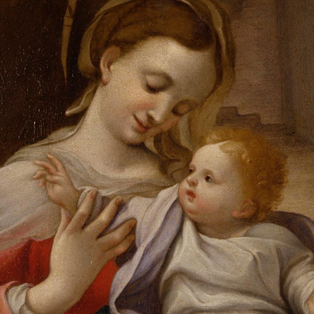 17th Century Oil on Copper Italian Painting Madonna of the Basket, 1670 In Good Condition In Vicoforte, Piedmont