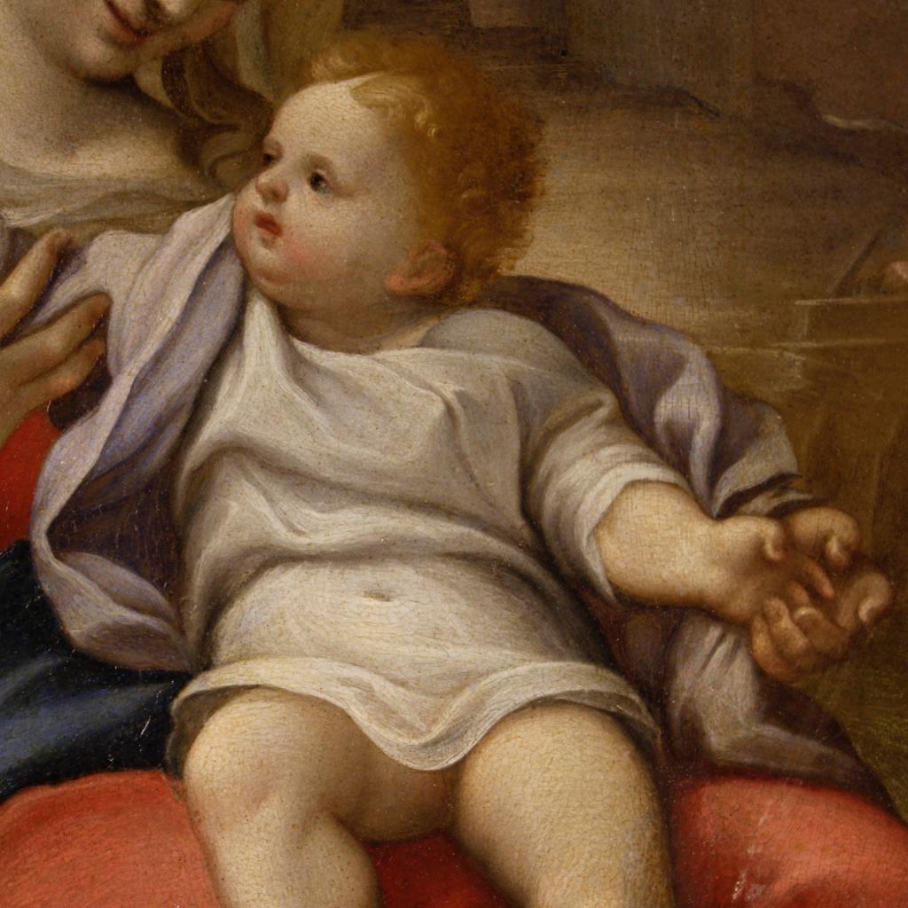 17th Century Oil on Copper Italian Painting Madonna of the Basket, 1670 1
