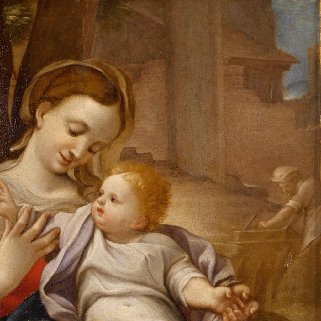 17th Century Oil on Copper Italian Painting Madonna of the Basket, 1670 2
