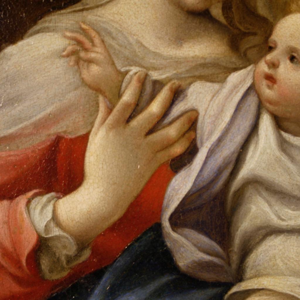 17th Century Oil on Copper Italian Painting Madonna of the Basket, 1670 4