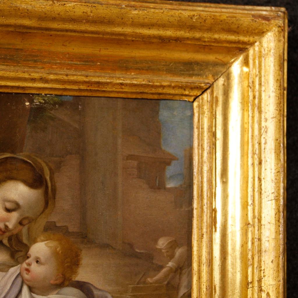 17th Century Oil on Copper Italian Painting Madonna of the Basket, 1670 6