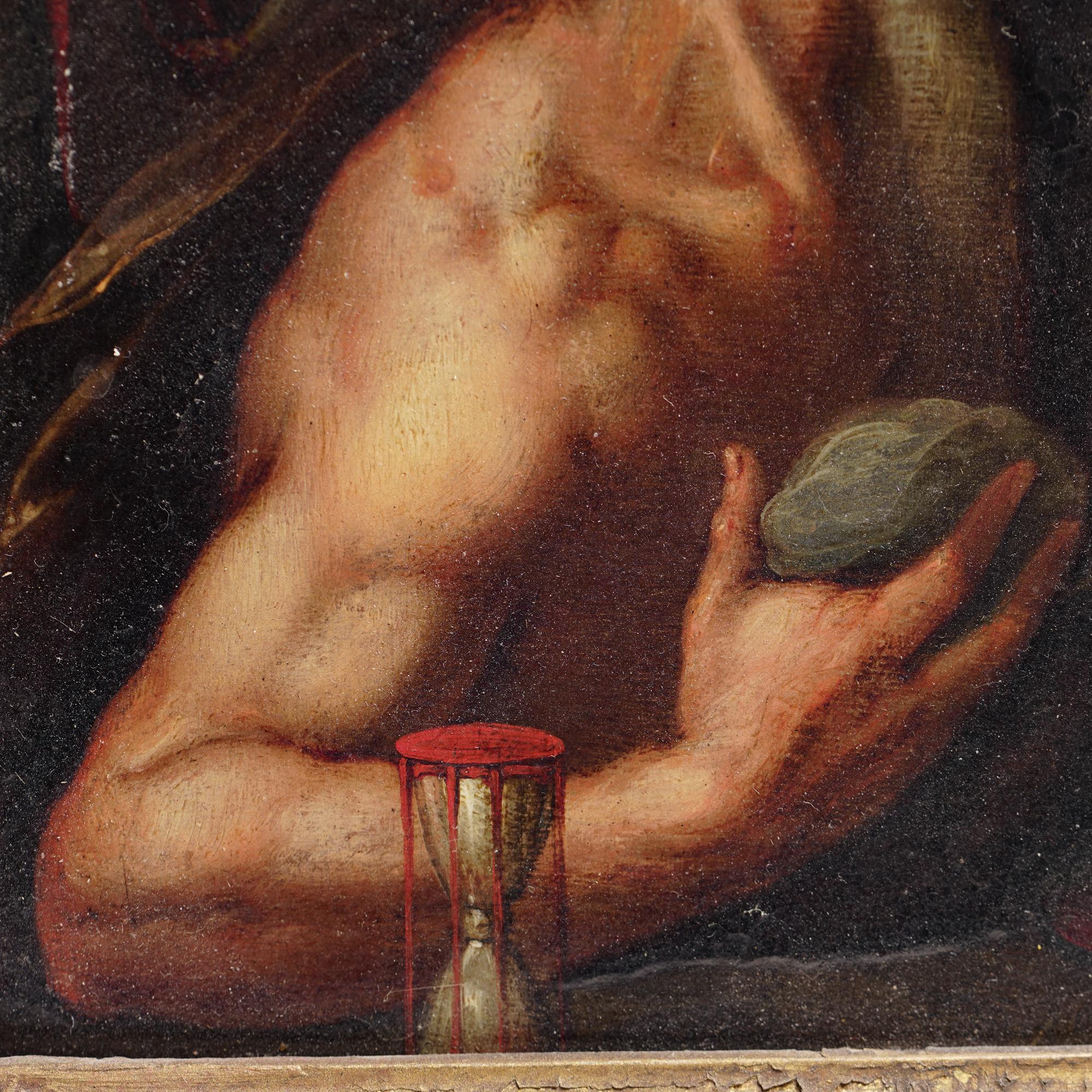 XVIIIe siècle et antérieur Portrait à l'huile sur cuivre du 17e siècle - Saint Jérôme en vente