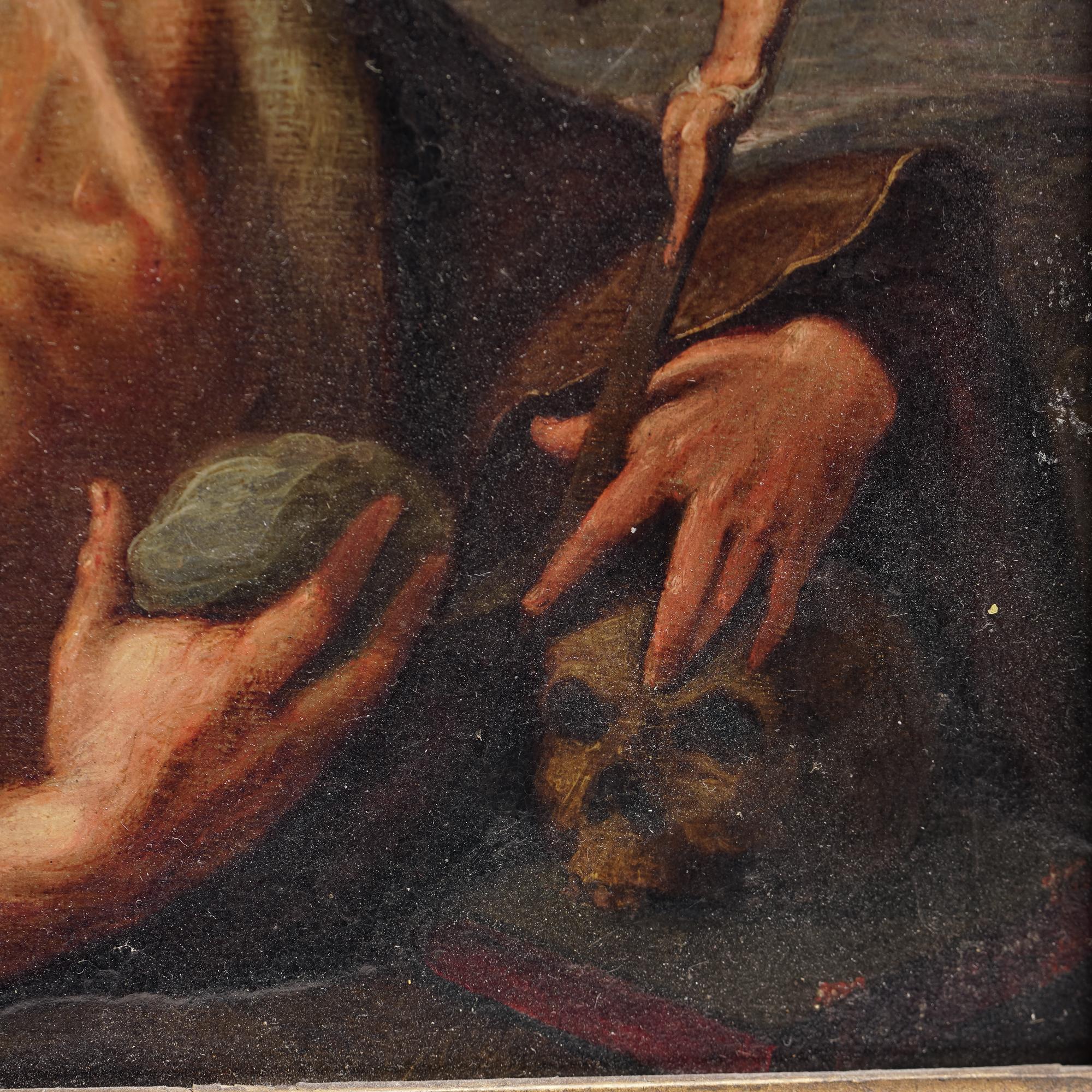 Cuivre Portrait à l'huile sur cuivre du 17e siècle - Saint Jérôme en vente