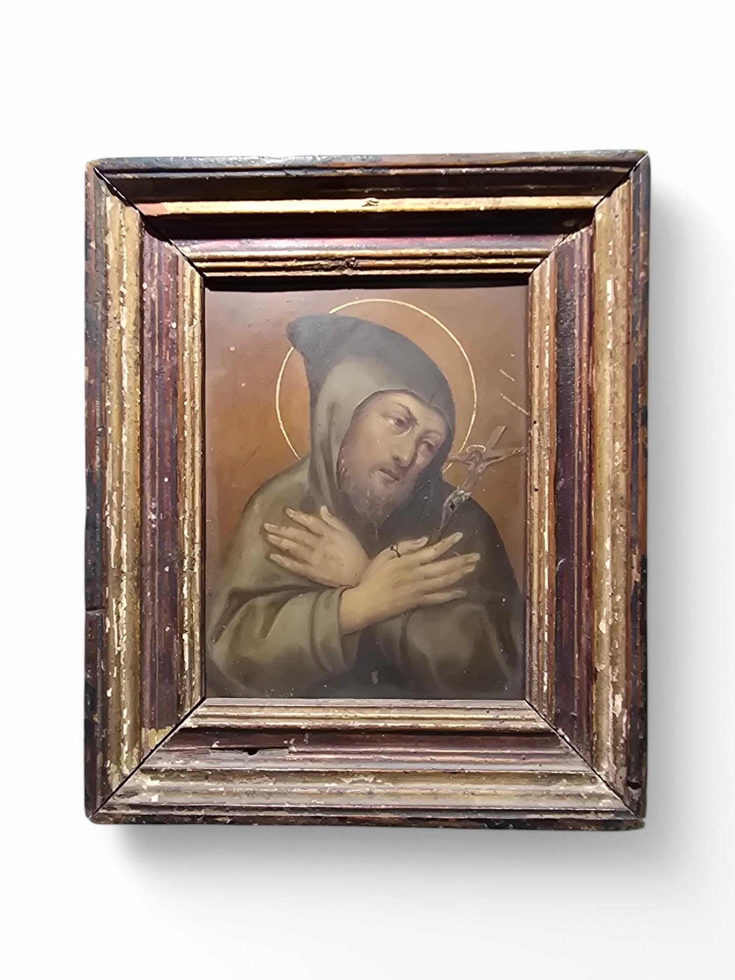17th-Century Oil on Copper – Saint Francis of Assisi In Good Condition For Sale In Madrid, ES