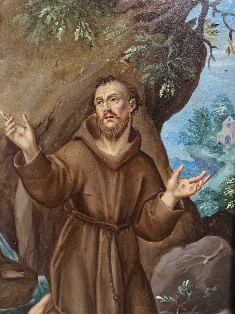 17. Jahrhundert Öl auf Kupfer - Heiliger Franz von Assisi (Europäisch) im Angebot