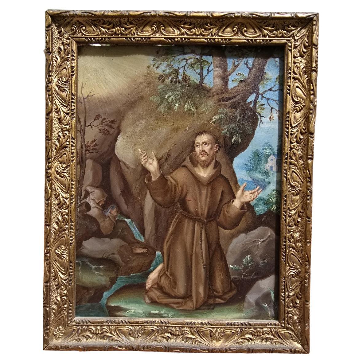 17th Century Oil on Copper – Saint Francis of Assisi