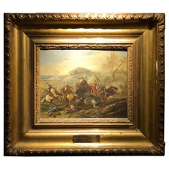 17th Century Oil on Copper Scene of Battle Attributed to Francesco Graziani