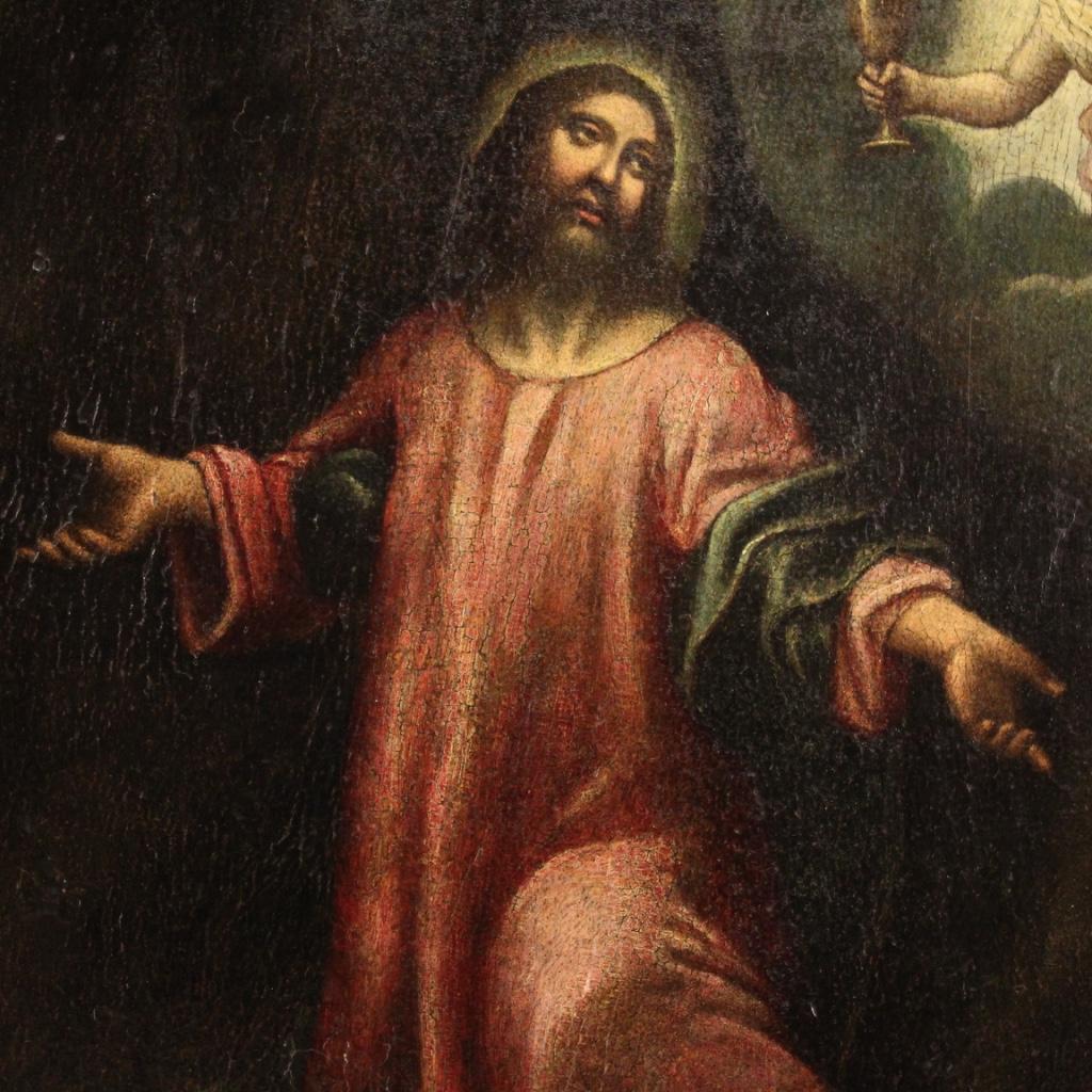 17th Century Oil on Panel Antique Italian Religious Painting, 1650 6