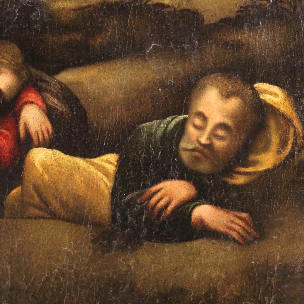 Wood 17th Century Oil on Panel Antique Italian Religious Painting, 1650