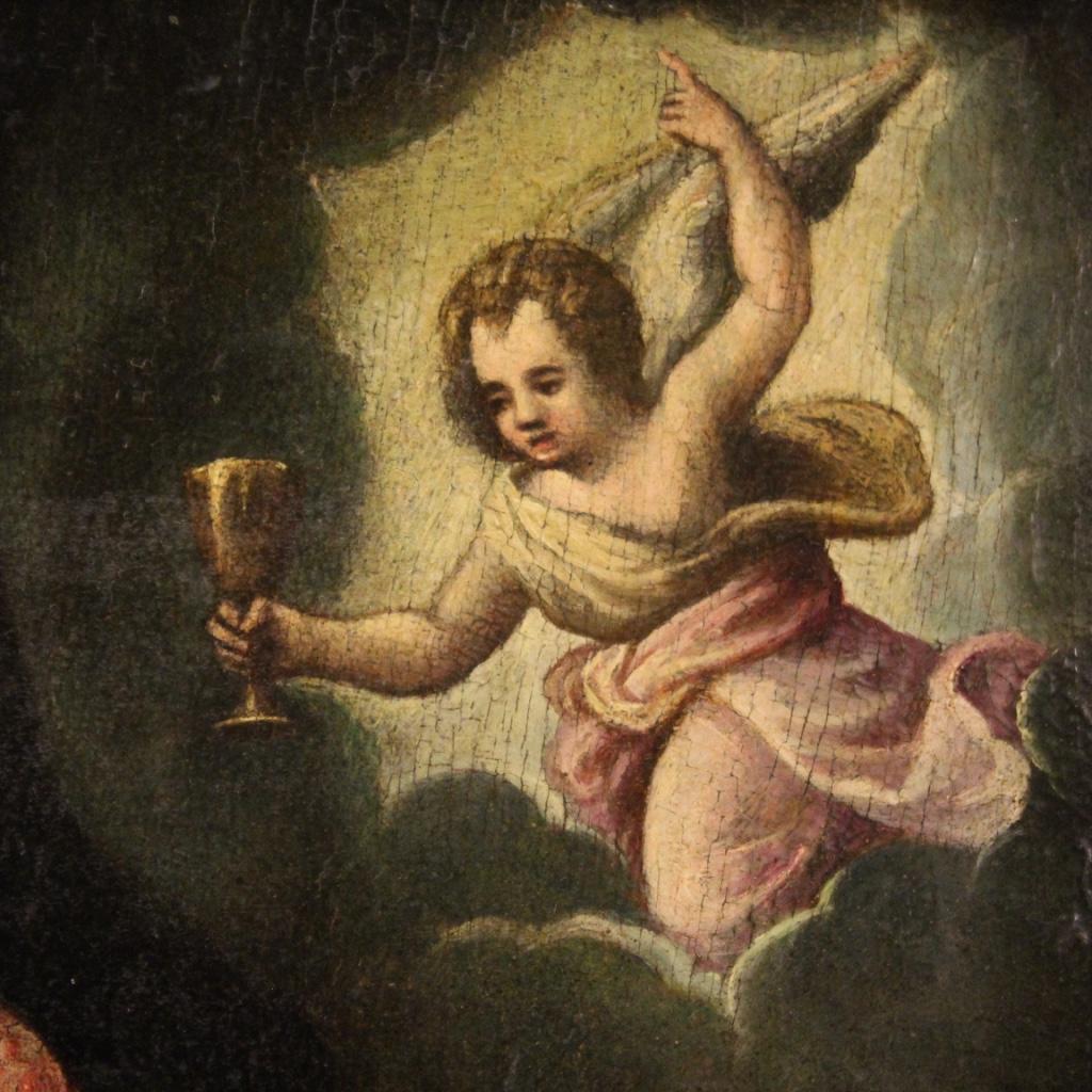 17th Century Oil on Panel Antique Italian Religious Painting, 1650 5