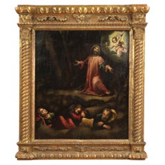17th Century Oil on Panel Antique Italian Religious Painting, 1650