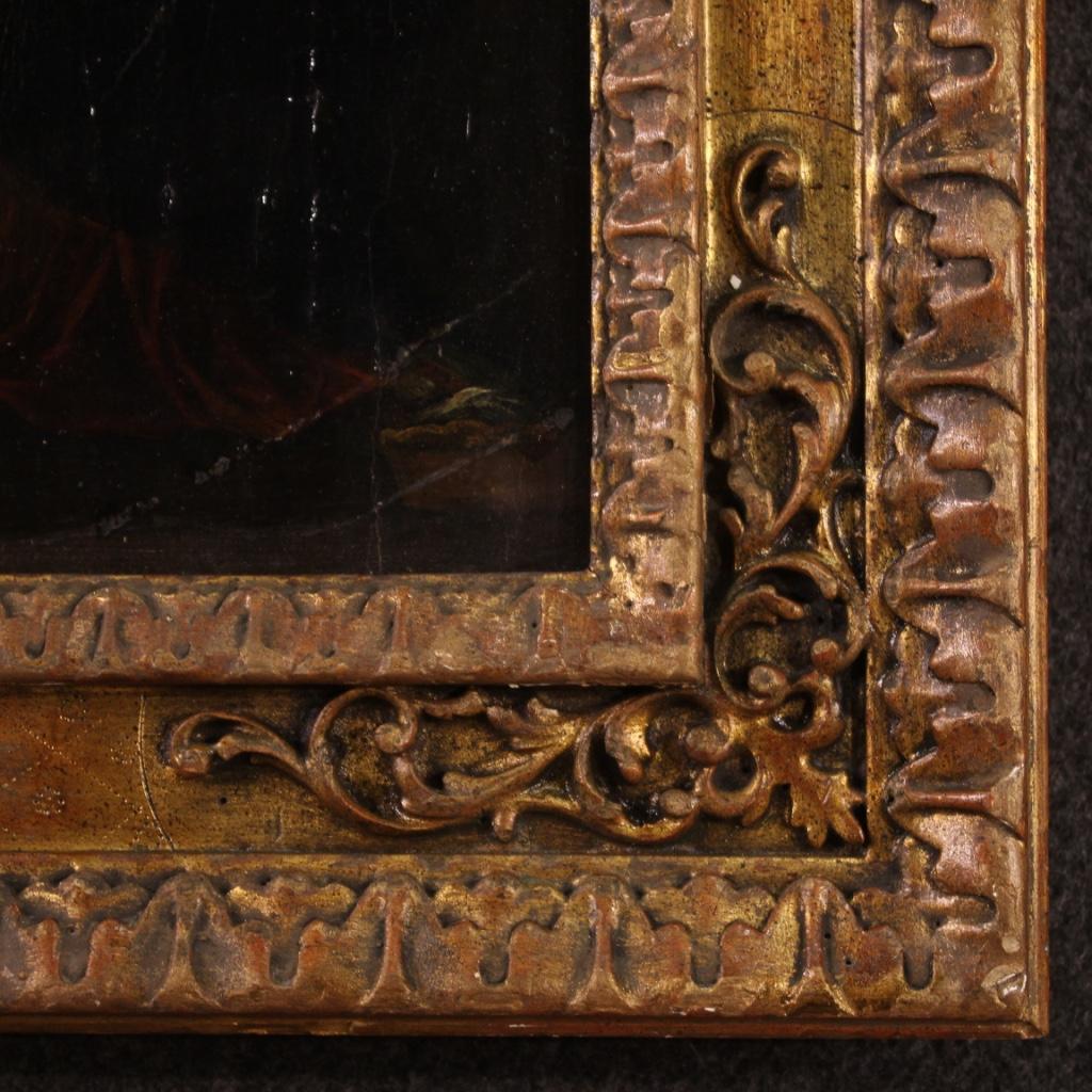 17th Century Oil on Panel Antique Religious Flemish Painting Holy Family, 1660 For Sale 1