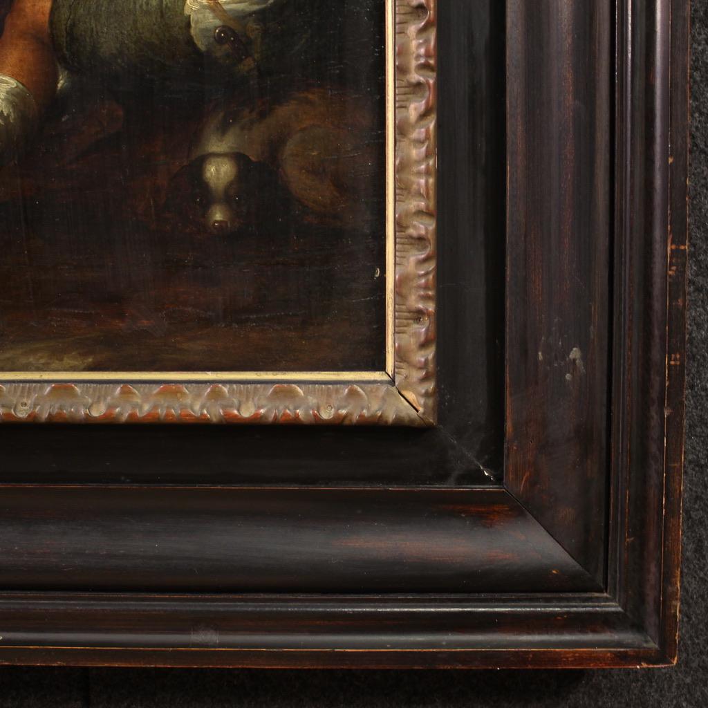Wood 17th Century Oil on Panel Flemish Antique Painting Crucifixion on Mount Calvary
