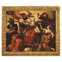 17th Century Oil on Panel Flemish Painting Allegory of the Enemies of the Faith