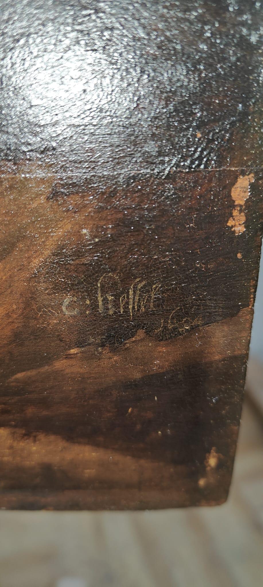 Dieses faszinierende Ölgemälde auf Tafel aus dem 17. Jahrhundert, signiert und datiert 1604, bietet einen faszinierenden Einblick in die frühe europäische Kunst. Die Signatur, 
