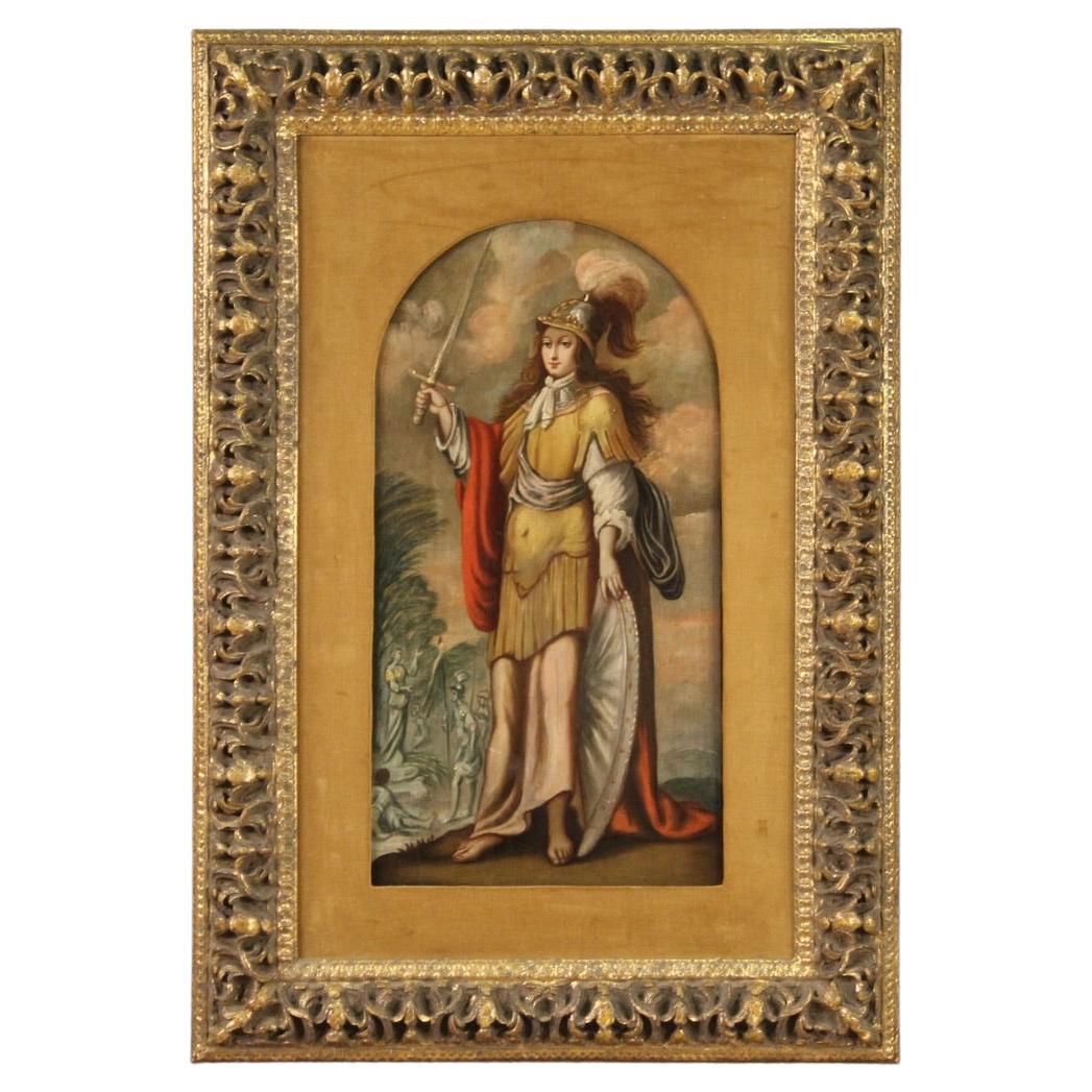 Huile sur panneau du 17ème siècle Peinture ancienne française La Femme Forte Déborah, 1650 en vente