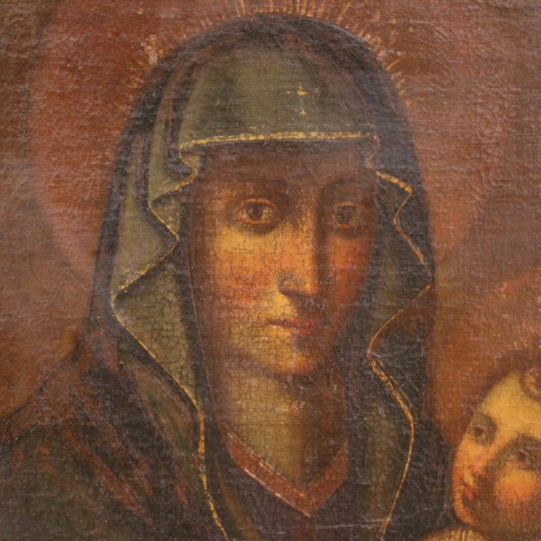 17th Century Oil on Canvas Italian Religious Painting Virgin with Child ...