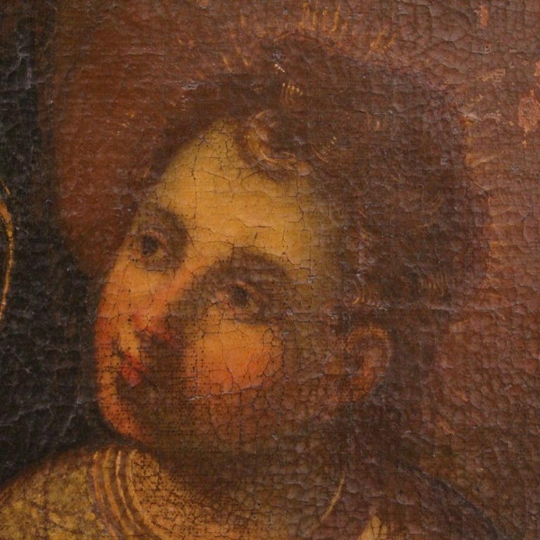17th Century Oil on Canvas Italian Religious Painting Virgin with Child ...