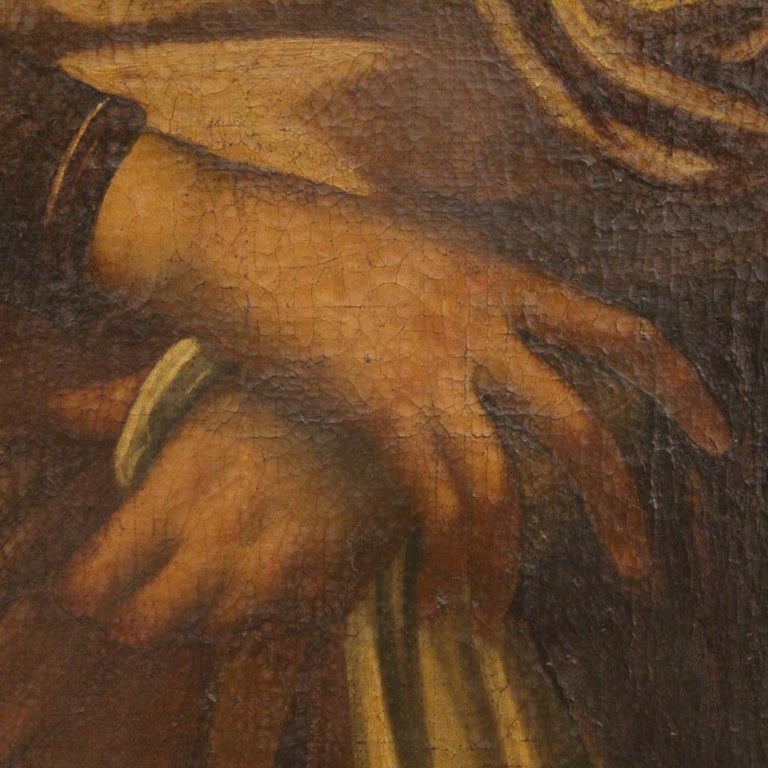 17th Century Oil on Canvas Italian Religious Painting Virgin with Child ...