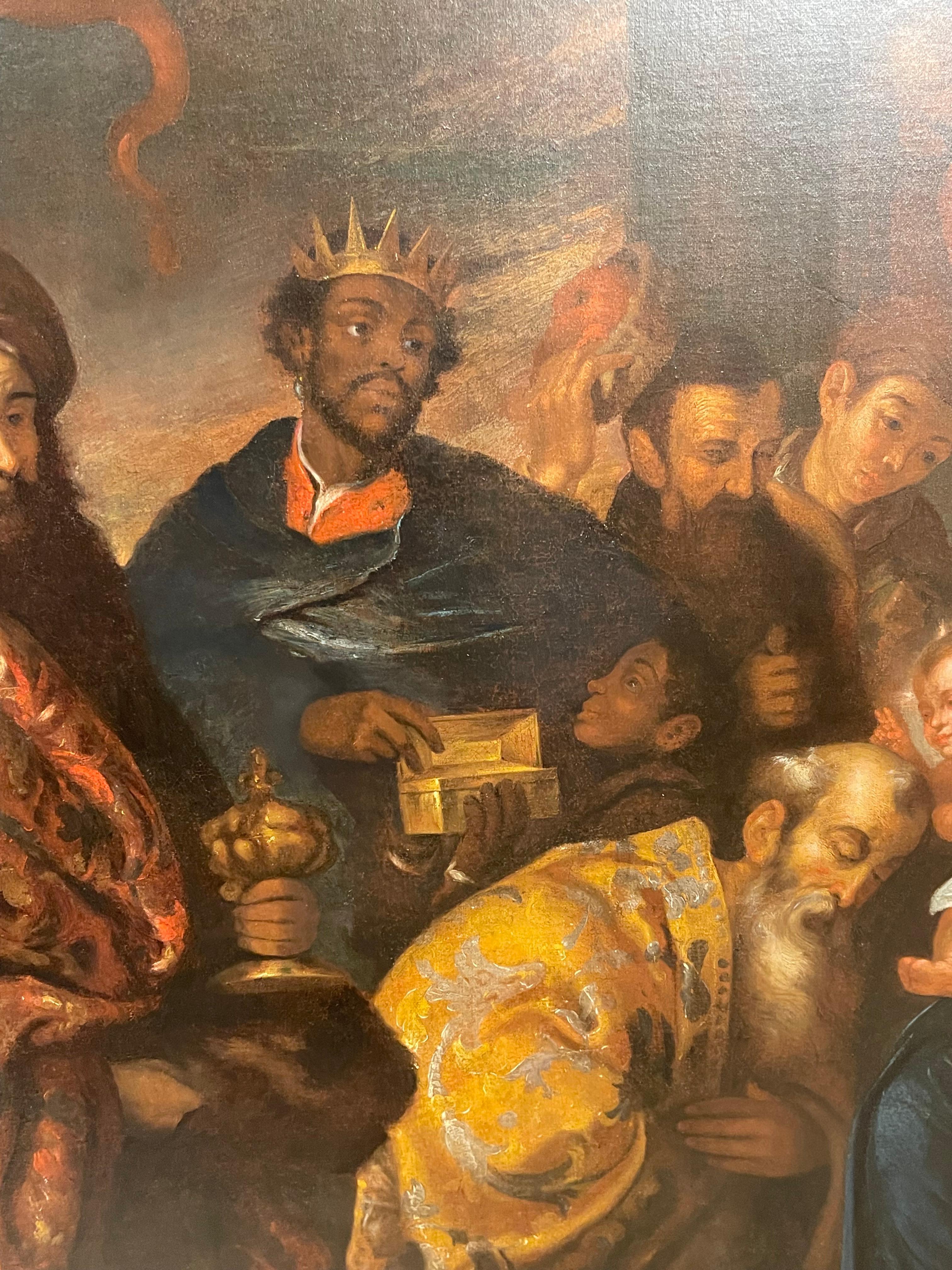 17th Century Oil Painting Adoration of the magi, follower of Gerard Seghers en vente 2