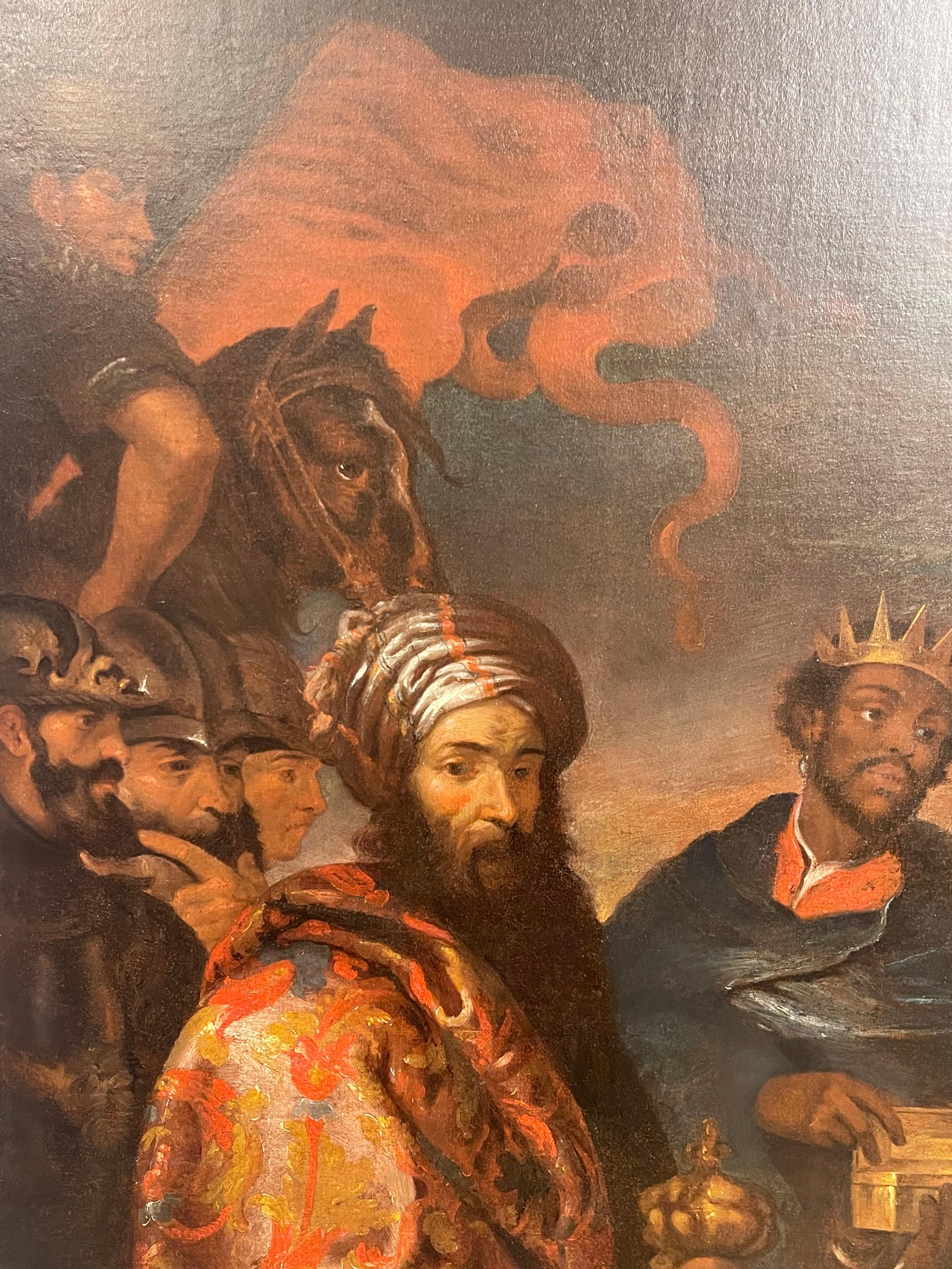 17th Century Oil Painting Adoration of the magi, follower of Gerard Seghers en vente 1