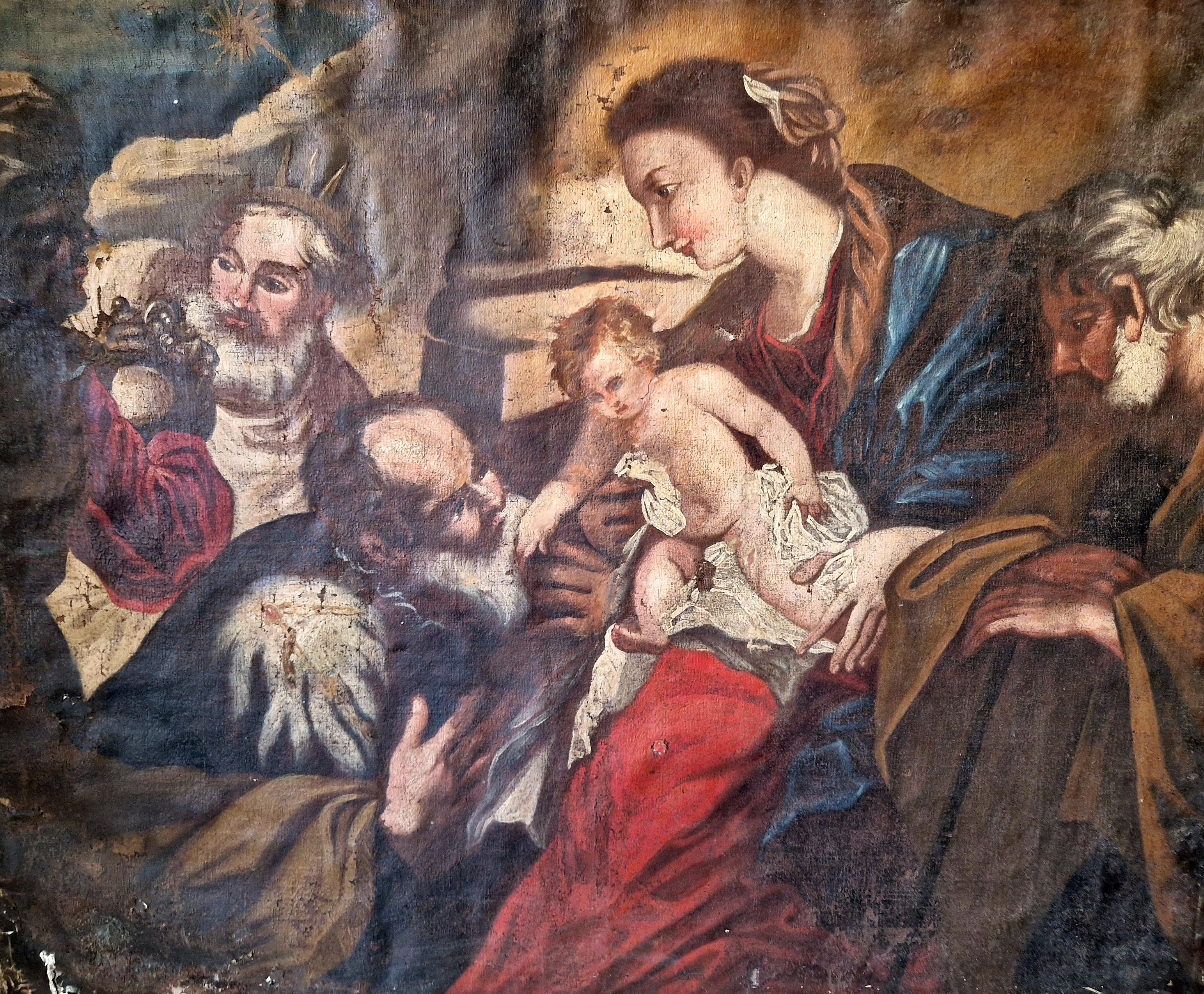 This exquisite 17th century oil painting depicts the adoration of the Magi, the original artwork was also painted in the 17th Century by Peter Paul Rubens.

This painting was originally unfinished painting by Leonardo Da vinci in 1481 Florence,