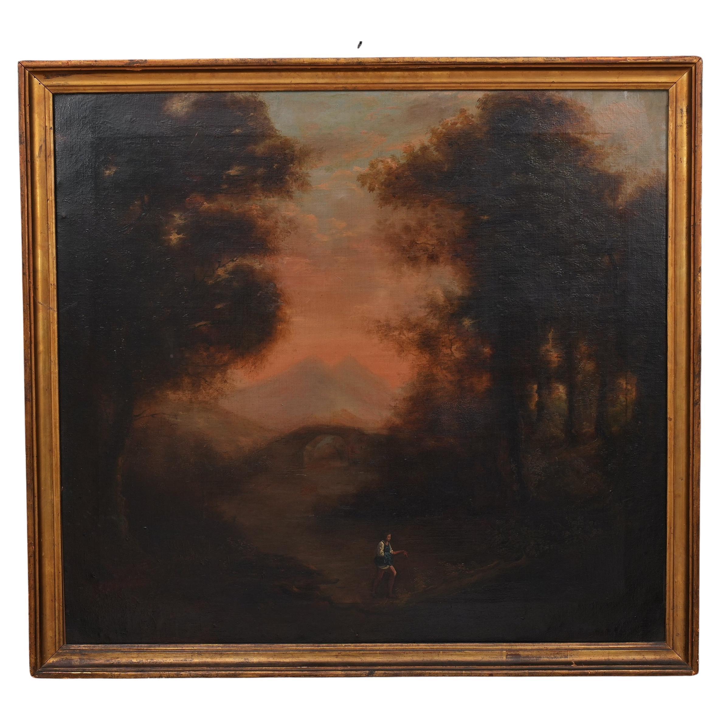 17th Century Oil Painting School of Claude Lorrain For Sale