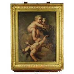 17th Century Oil Painting of a Lion with Putti 