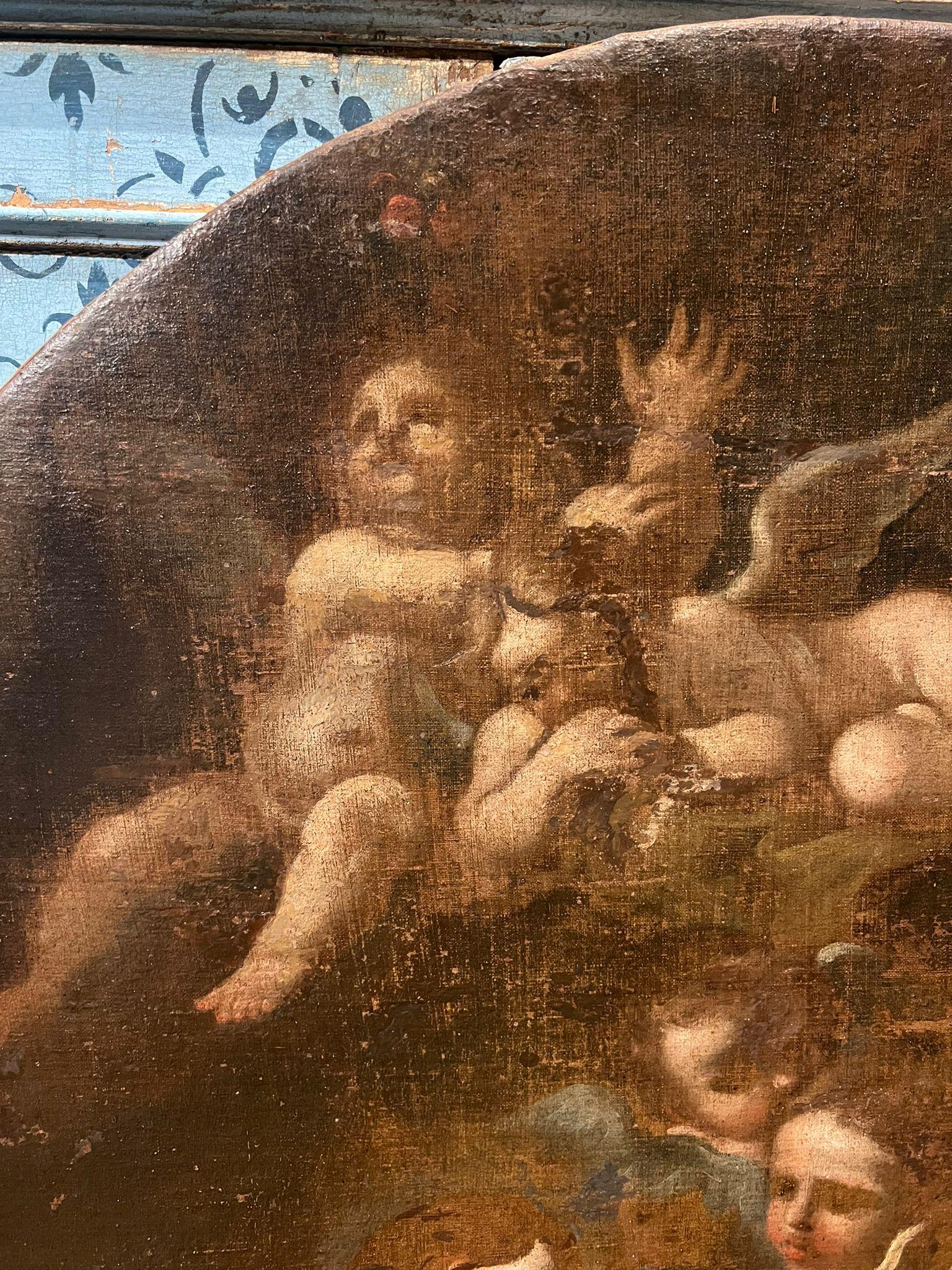 Italian 17th Century Oil Painting On Canvas Depicting Agonizing For Sale