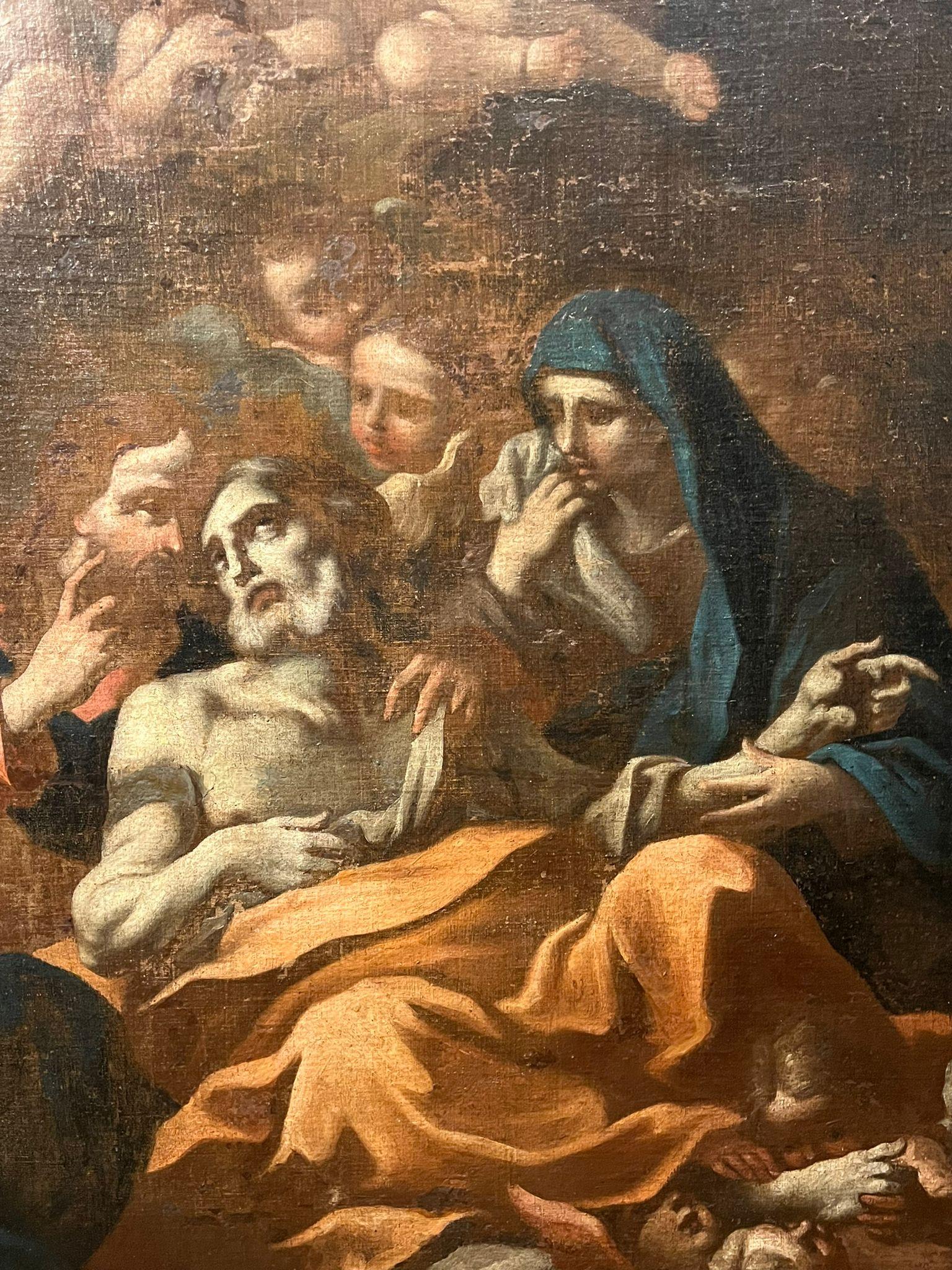 Peinture à l'huile sur toile du 17e siècle représentant une agonie Bon état - En vente à Firenze, IT