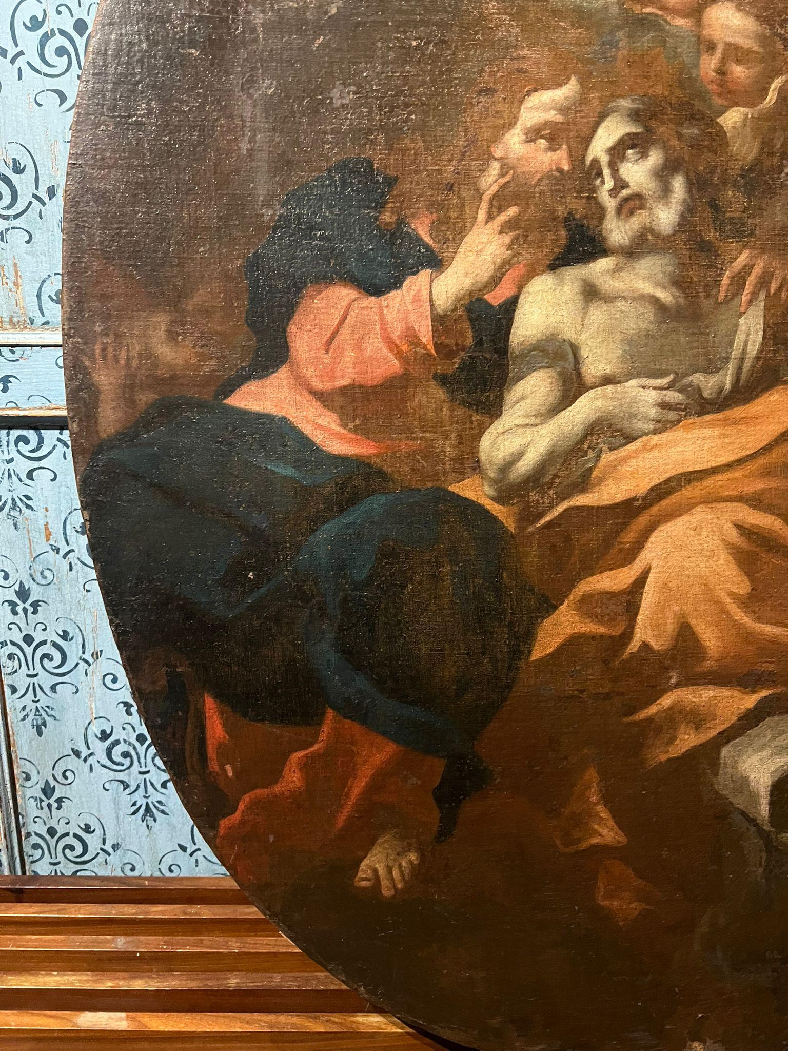 17th Century Oil Painting On Canvas Depicting Agonizing For Sale 1