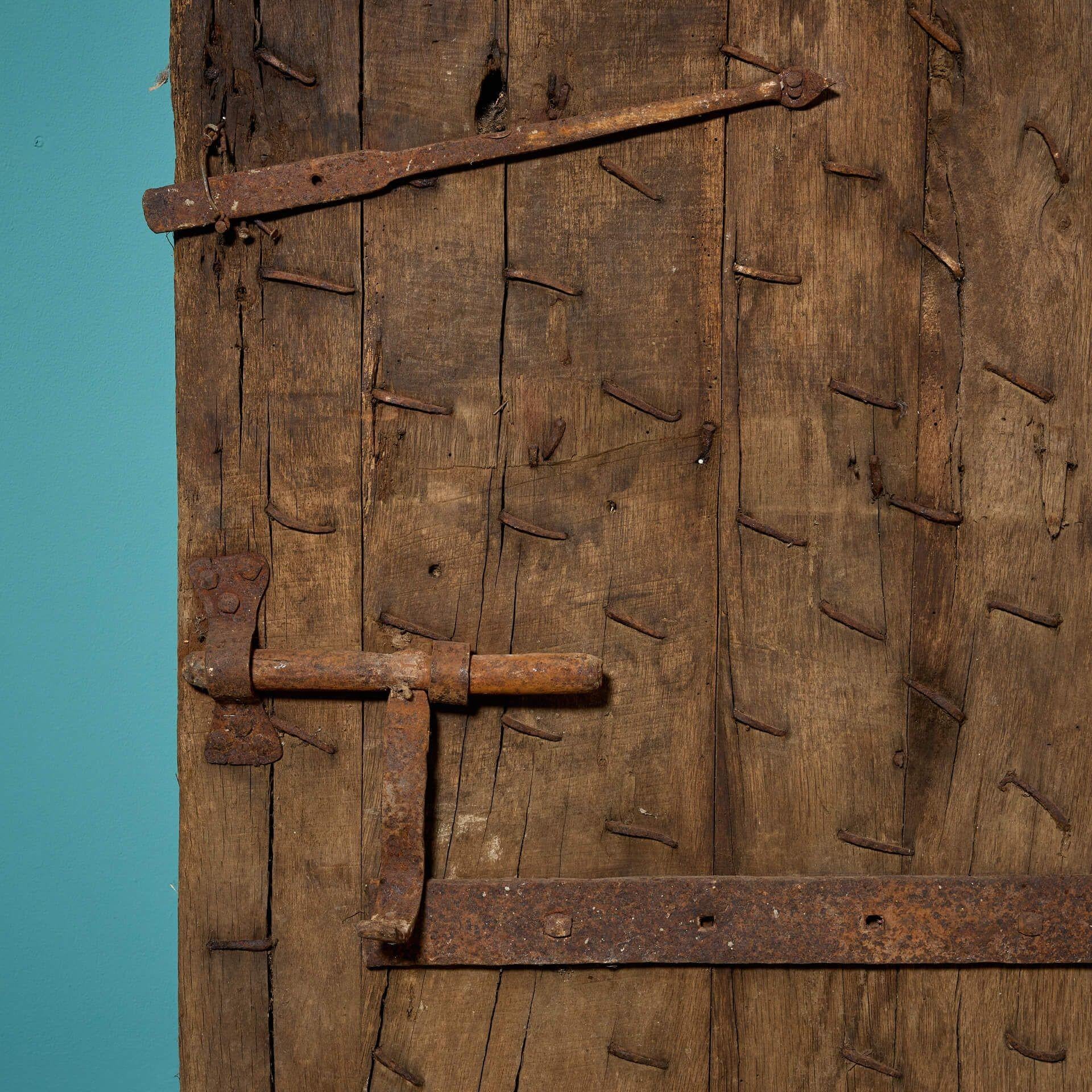 Country 17th Century Old English Studded Oak Door For Sale