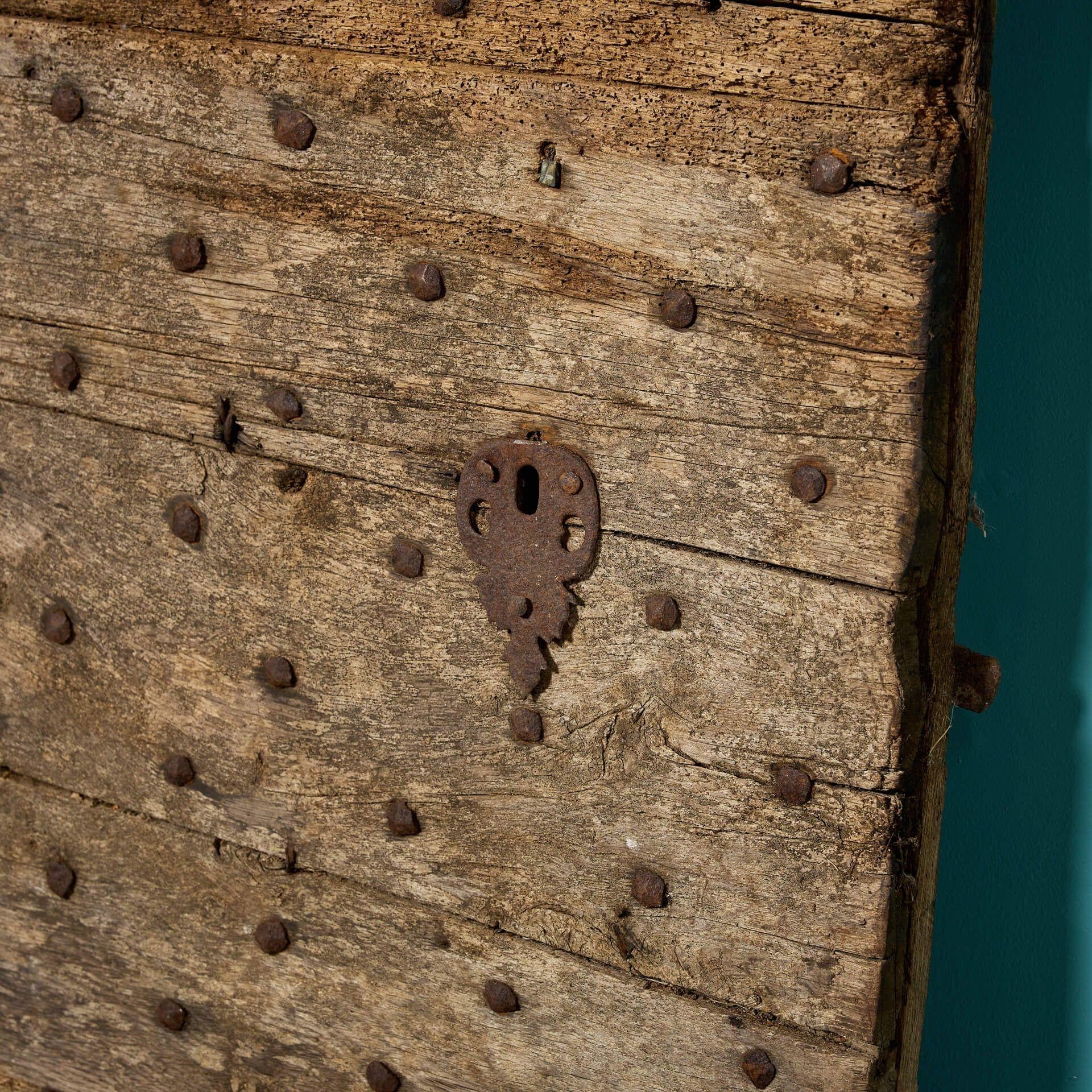 Wood 17th Century Old English Studded Oak Door For Sale