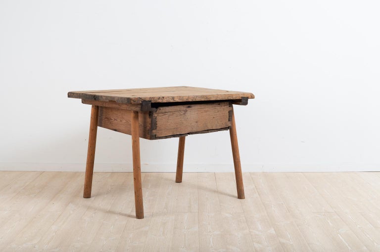 17th Century Old Fashioned Swedish Primitive Folk Art Table For