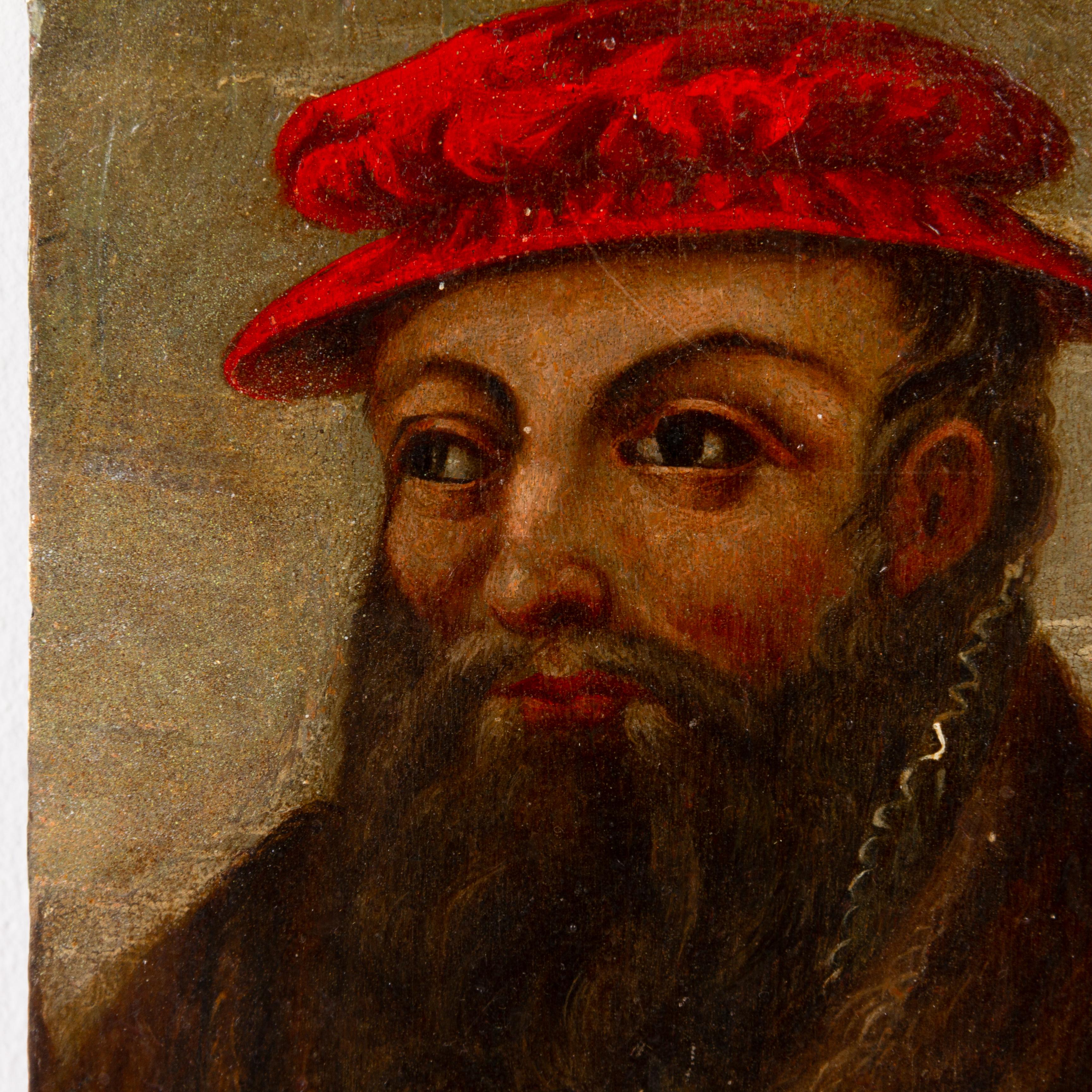 In good condition
From a private collection
Free international shipping
17th Century Old Master Bearded Man Portrait Oil Painting on Panel
