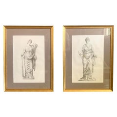 17th Century Old Master Engravings of Roman Statue- Galleria Giustiniana, a Pair