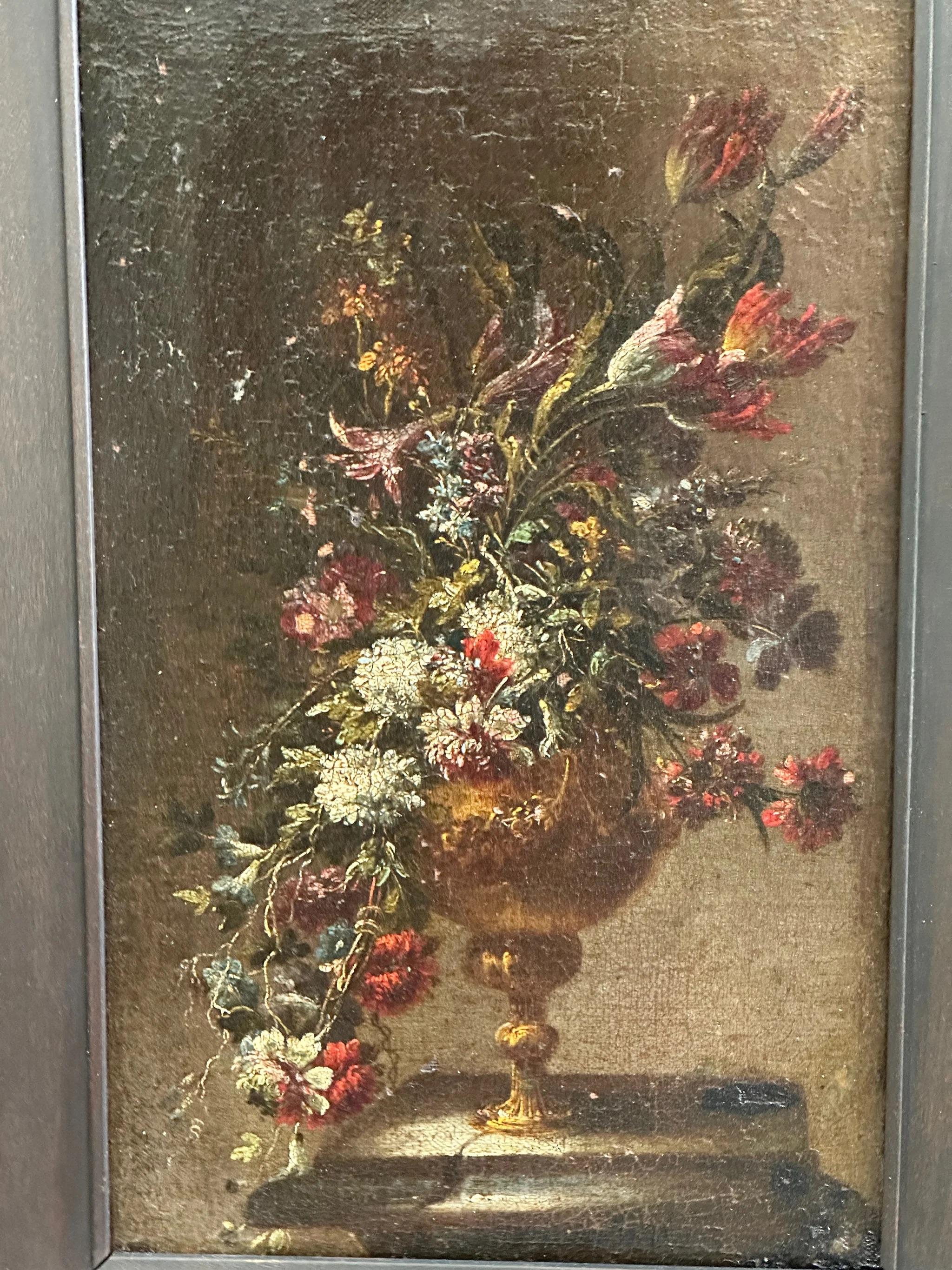 Seventeenth Century Old Master still life, well-detailed, no obvious signature. Oil on canvas. Dimensions: (Frame) H 19.25